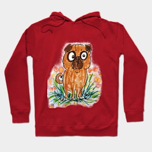 Pug playing in flowers Spring design Hoodie